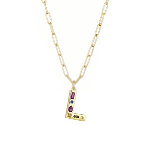 Adornia 14k Gold Plated Funky Initial Paperclip Chain Necklace - 1 of 3