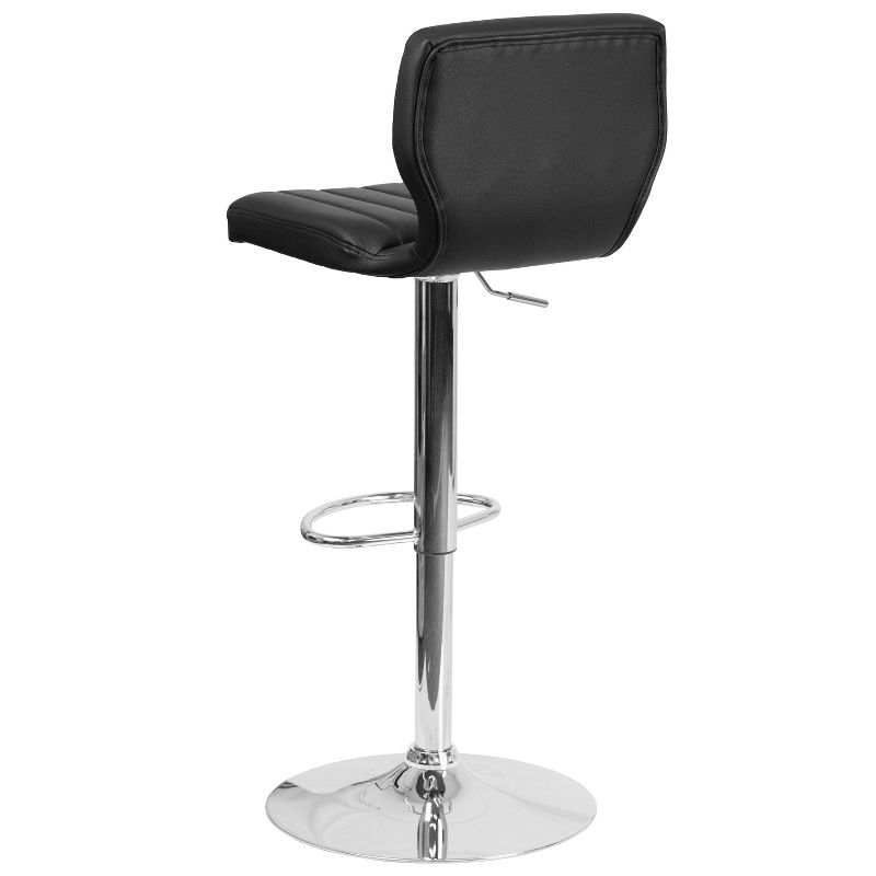 Merrick Lane Set of Two Swivel Bar Stools with Vertical Stitched Back and Adjustable Chrome Base with Footrest, 5 of 9