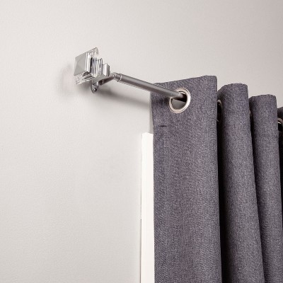 Brushed Nickel Adjustable Room Darkening Curtain Rod with Decorative Finials