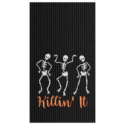 C&F Home Killin' It Skeleton Halloween Waffle Weave Cotton Kitchen Towel