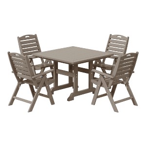 WestinTrends Malibu 5-Piece HDPE Square Patio Dining Table Set with Foldable Chairs, White - 1 of 4