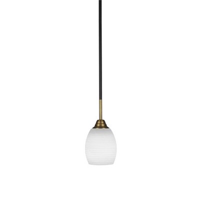 Toltec Lighting Paramount 1 - Light Pendant in  Matte Black/Brass with 5" White Linen  Shade