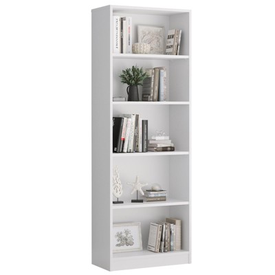 Lirago,Adjustable 5-Shelf Wooden Bookcase-Freestanding Home Office & Living Room Storage,White