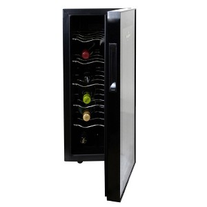 Koolatron Wine Cooler Refrigerator 12 Bottle Countertop Compact Thermoelectric Wine Cellar, Small Freestanding: Locking Wine Cooler, Black - 1 of 4