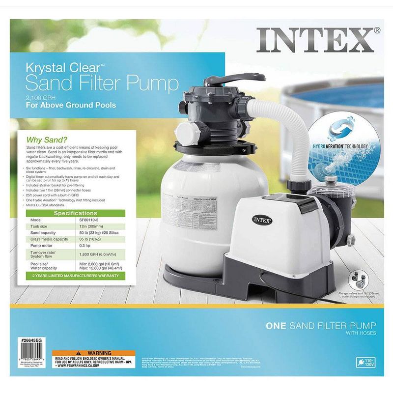 Intex 26645EG 2100 GPH Above Ground Pool Sand Filter Pump with Automatic Timer, 4 of 6
