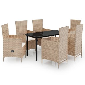 vidaXL Garden Dining Set Beige and Black - 1 of 4