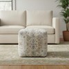 HomeRoots 18" Ivory and Light Gray Upholstered Medallion Pouf Ottoman - 2 of 4