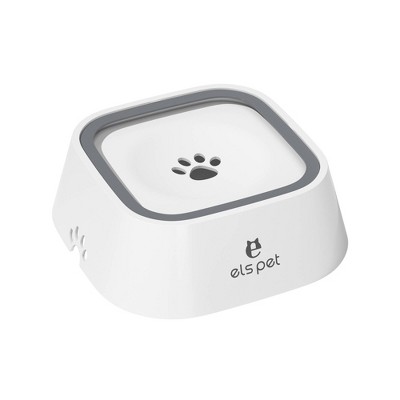 ELS Pet White and Gray Floating Disk Dog and Cat Bowl, 1L