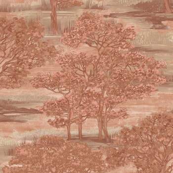 Tempaper Forest Toile Ember Red Peel and Stick Wallpaper