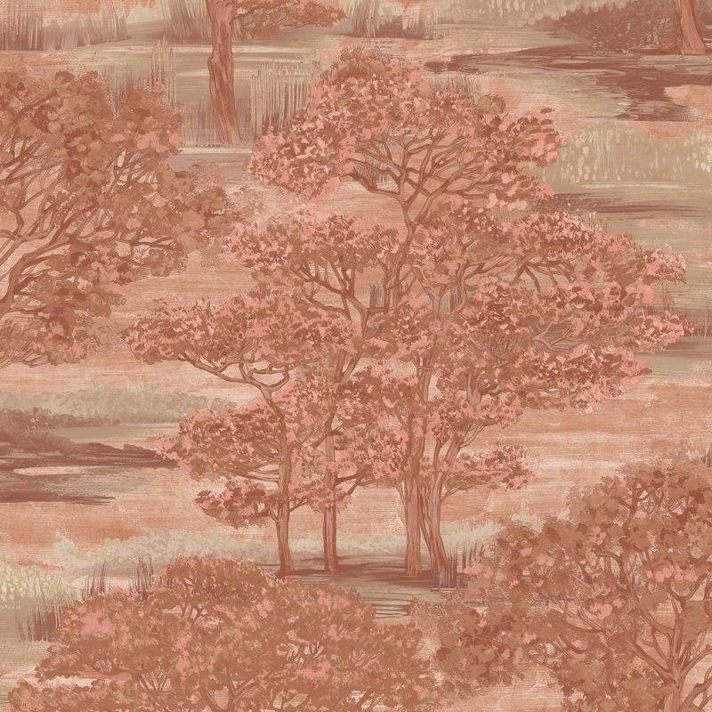 Tempaper Forest Toile Ember Red Peel and Stick Wallpaper, 1 of 6