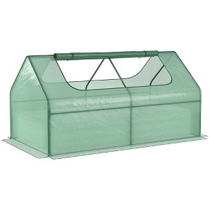 6x3 FT Galvanized Raised Garden Bed with Cover,Metal Planter Box Kit with Roll-Up Windows,Vegetables Growing Planter for Backyard Patio Gardener Green - 1 of 4