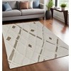 Ivory Taupe and Brown Wool Geometric Hand Tufted Area Rug - 2 of 4