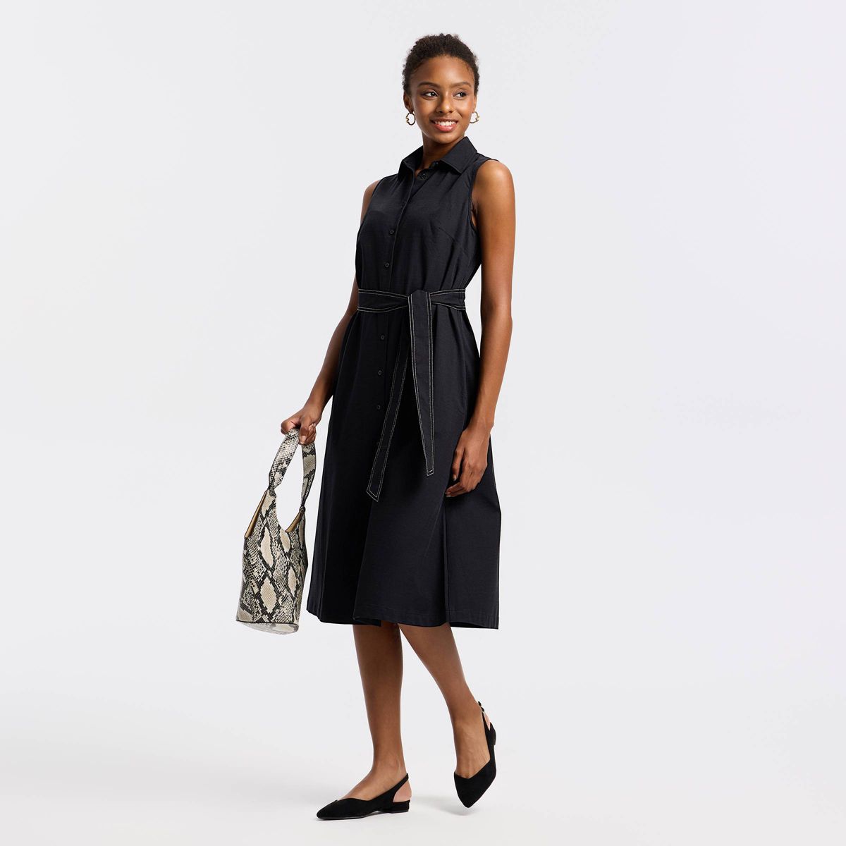 Women's Belted Midi Shirtdress - A New Day™ - thumbnail 3