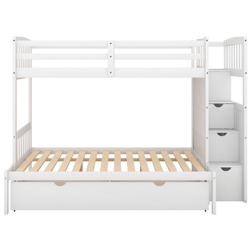 Convertible Twin over Full/Twin Bunk Bed with Storage Shelves and Drawers-ModernLuxe, 5 of 12