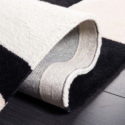 Blush and Black Hand-Tufted Wool Area Rug, 2' x 3'