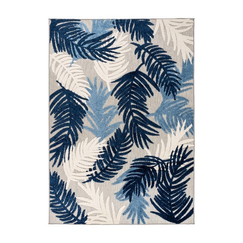 World Rug Gallery Tropical Floral Modern Indoor/Outdoor Area Rug - Navy 5' x 7