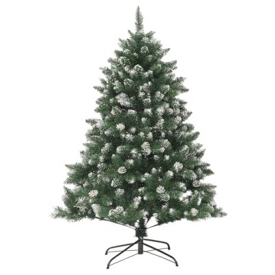 vidaXL 47.2" Artificial Christmas Tree with White Snow Decoration and Stand, Easy Assembly