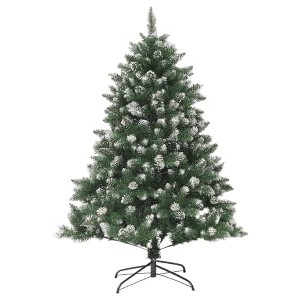 vidaXL 47.2" Artificial Christmas Tree with White Snow Decoration and Stand, Easy Assembly - 1 of 4