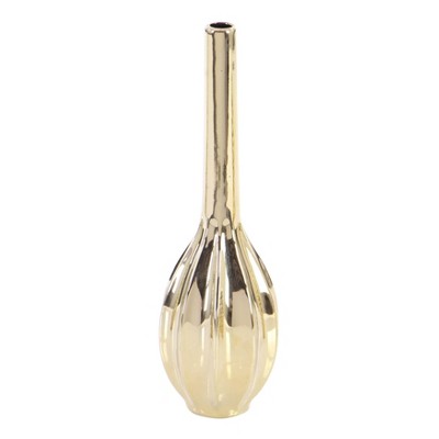 Gold Slim Textured Ceramic Vase Set of Three