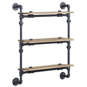 35" Brantley Decorative Bookshelf Oak & Sandy Black Finish - Acme Furniture - 1 of 4