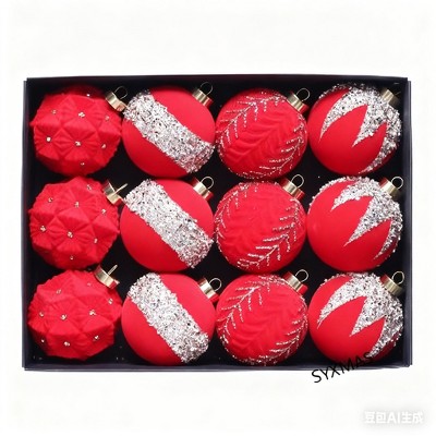 12 Pcs 3.15" Christmas Tree Ornaments Set, Christmas Ball Decorations, Suitable for Christmas Party, Holiday Wedding Indoor and Outdoor Decoration