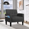 TYBOATLE Accent Chair set of 2 for Living Room Chairs, Fabric Tufted Upholstered Arm Chair, Comfy Upholstered Reading Side Chair, Dark Grey - 2 of 4