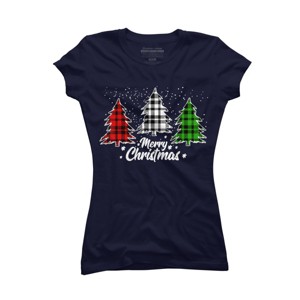 Junior's Design By Humans Christmas Tree Buffalo By NekoShop T-Shirt - 1 of 3