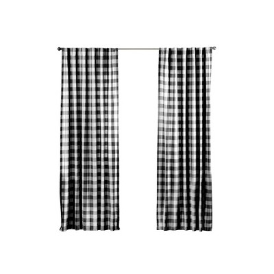 Black and White Cotton Buffalo Check Light-Filtering Window Panel