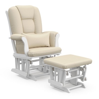 Image of Storkcraft Tuscany Glider Nursery Rocking Chair and Ottoman White/Beige
