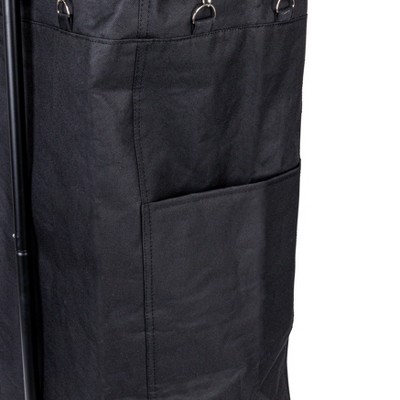 Black Canvas Rolling Laundry Sorter with Wheels