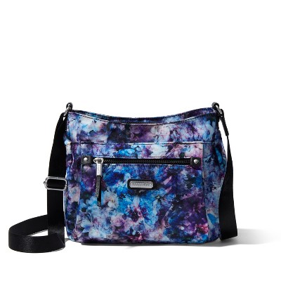 Baggallini Women's Track Zip Crossbody Bag With RFID Wristlet - Dark Cherry, Lightweight & Water-Resistant
