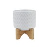Okak Modern Ceramic Planter with Wooden Stand Plant Pots, Ideal for Succulents and Small Plants Home Decor Indoor Outdoor Gardening - 3 of 4