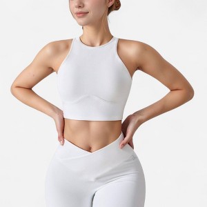 Anna-Kaci Active Women's High Neck Racerback Sports Crop Top with Seamless Compression Fit - 1 of 4