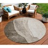 Taupe And Brown Abstract Washable Indoor Outdoor Area Rug - 2 of 4