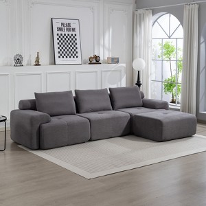 GDFStudio Odin 120'' Modern L-Shaped 3-Seater Corduroy Upholstered Sectional Sofa with Steel Frame - 1 of 4