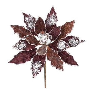 Melrose Glittered Poinsettia Stem (Set of 2) - 1 of 3