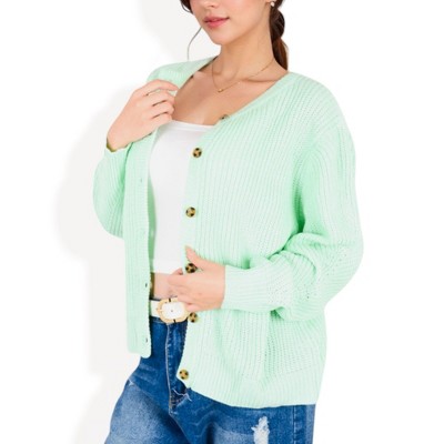 Anna-Kaci Women's Button-Up Knit Cardigan with Long Sleeves
