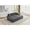 PAGED Upholstered Sofa Corduroy Chaise Lounge Sofa with Handrail Storage, Movable Ottoman, Cupholders for Living Room, Apartment - 2 of 4
