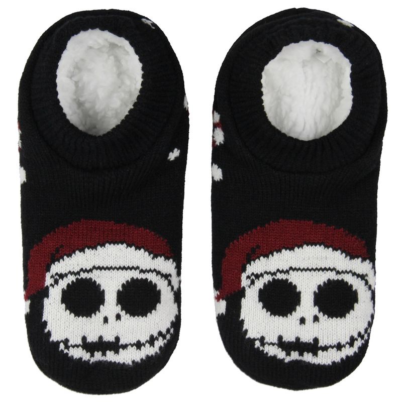 Nightmare Before Christmas Santa Jack Skellington Slipper Socks No-Slip Sole, 1 of 4