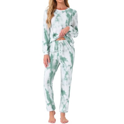 cheibear Women's Star Long Sleeve Printed Lounge Set Sweatshirt Jogger Pants 2 Pcs Pajama Sets