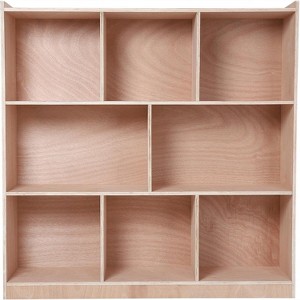 Jojoka Natural 8-Section Wooden Toy Storage Cabinet with 4 Hidden Wheels & 2 Bins - 1 of 4