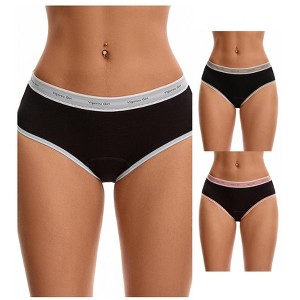 INSPIRE CHIC 3 Packs Women's Mid Rise Letter Print Contrast Binding Leak Proof Underpants - 1 of 4