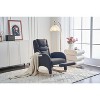 Cotton Linen/Teddy Fabric Nursery Rocking Chair, Upholstered Accent Chair With Adjustable Footrest 4W -ModernLuxe - 4 of 4