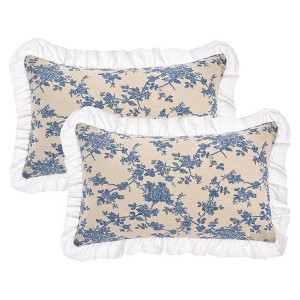 REGALWOVEN Fade-Resistant Leaf Print Ruffled Trim Bohemian Throw Pillow Cases 2 Pcs - 1 of 4