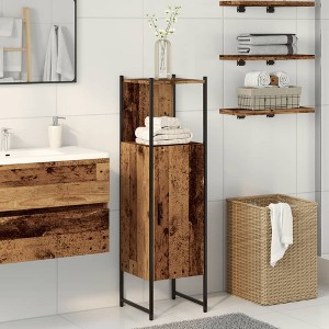 CLIHOME Freestanding Industrial Bathroom Storage Cabinet, Engineered Wood & Metal Stylish Storage Solution 65.4 in Height Ample Capacity - 1 of 4