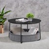 Round Coffee Table with Metal Frame, Modern Style Center Table for Living Room with Storage and Fabric Basket - 2 of 4