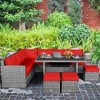 Tangkula 7PCS Rattan Patio Sectional Sofa Set Conversation Set w/ Red Cushions - 3 of 4