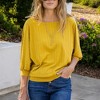 Amaryllis Women's Dolman Sleeve Ribbed Knit Top with Banded Hem Relaxed Fit Casual Style - 3 of 4