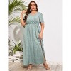 Women's Plus Size V-Neck Swing Dress – Elegant Crossover Hem & Side Slit Detail for Casual & Dressy Occasions - 3 of 4
