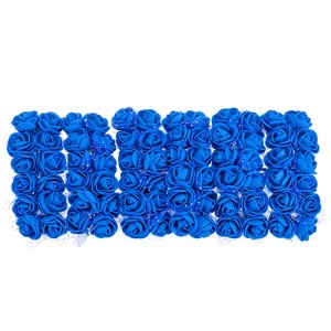 Unique Bargains Mini DIY Craft Decoration Artificial Rose Flower Head 72 Pcs Bright Blue - 1 of 4